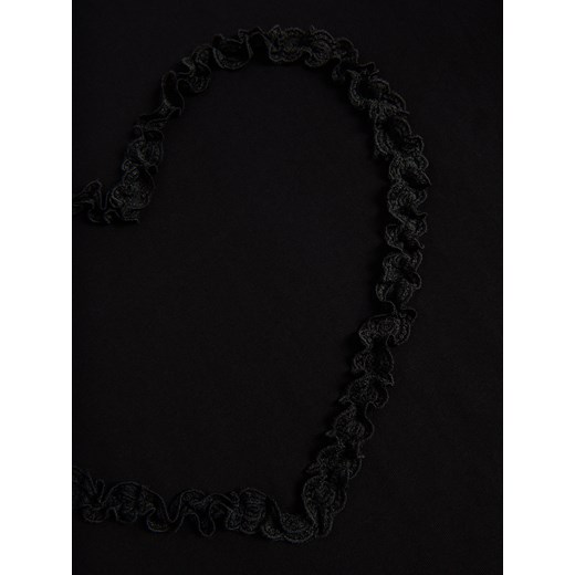 Reserved - T-shirt z aplikacją serce - czarny Reserved L Reserved