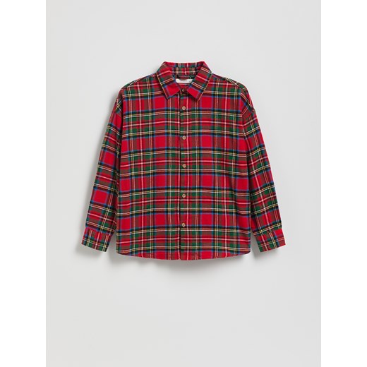 Reserved - Bawełniana koszula w kratę - czerwony ze sklepu Reserved w kategorii Koszule chłopięce - zdjęcie 187290697