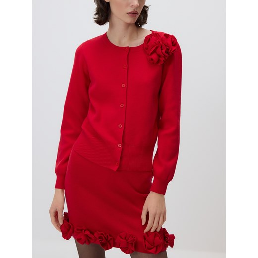 Reserved - Kardigan z aplikacją - czerwony ze sklepu Reserved w kategorii Swetry damskie - zdjęcie 187290745