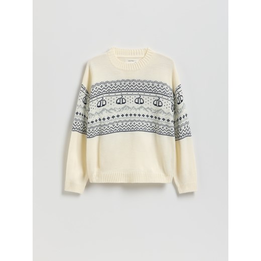 Reserved - Sweter ze wzorem - złamana biel - id: 655FH-01X - marki Reserved - 187290806 Reserved - Sweter ze wzorem - złamana biel ze sklepu Reserved w kategorii Bluzy chłopięce - zdjęcie 187290806