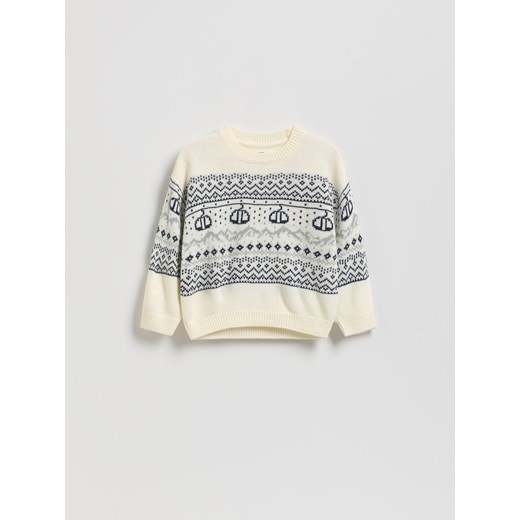 Reserved - Sweter z ozdobnym wzorem - złamana biel ze sklepu Reserved w kategorii Swetry chłopięce - zdjęcie 187290837
