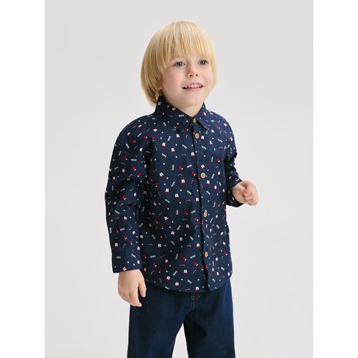 Reserved - Świąteczna koszula - granatowy Reserved 80 (9-12 m.) Reserved