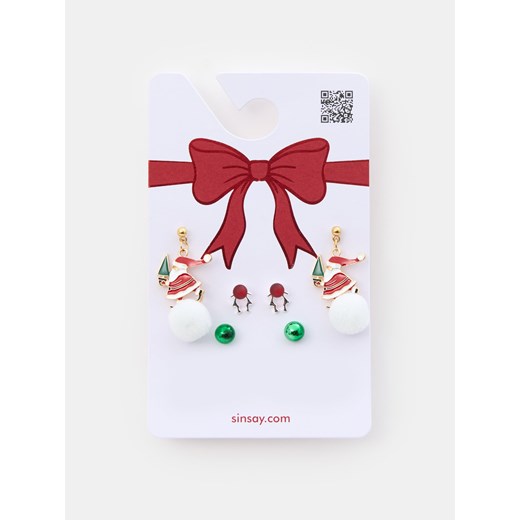 Sinsay - Kolczyki 3 pack z motywem świątecznym - wielobarwny Sinsay One Size Sinsay