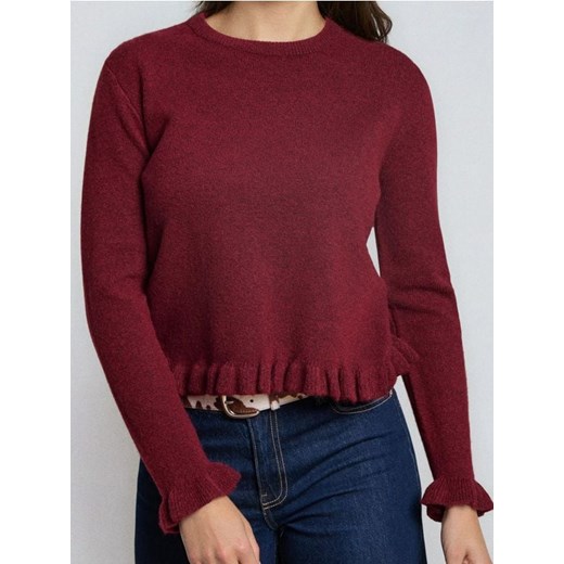 Sinsay - Sweter z ozdobnymi falbanami z domieszką wełny - różowy ze sklepu Sinsay w kategorii Swetry damskie - zdjęcie 187291649