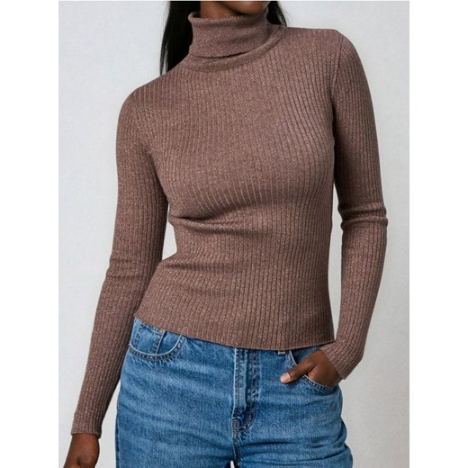 Sinsay - Prążkowany sweter - brązowy - id: 351FJ-84X - marki Sinsay - 187291655 Sinsay - Prążkowany sweter - brązowy ze sklepu Sinsay w kategorii Swetry damskie - zdjęcie 187291655