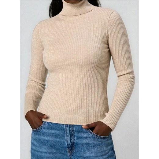 Sinsay - Prążkowany sweter - złoty - id: 351FJ-GLD - marki Sinsay - 187291656 Sinsay - Prążkowany sweter - złoty ze sklepu Sinsay w kategorii Swetry damskie - zdjęcie 187291656