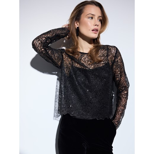 Mohito - Bluzka z ozdobnymi detalami - czarny - id: 589GQ-99X - marki Mohito - 187292067 Mohito - Bluzka z ozdobnymi detalami - czarny ze sklepu Mohito w kategorii Bluzki damskie - zdjęcie 187292067