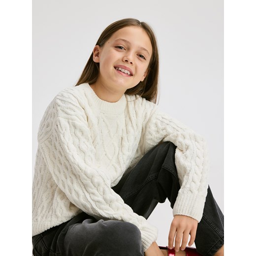 Reserved - Strukturalny sweter - złamana biel ze sklepu Reserved w kategorii Swetry dziewczęce - zdjęcie 187292789