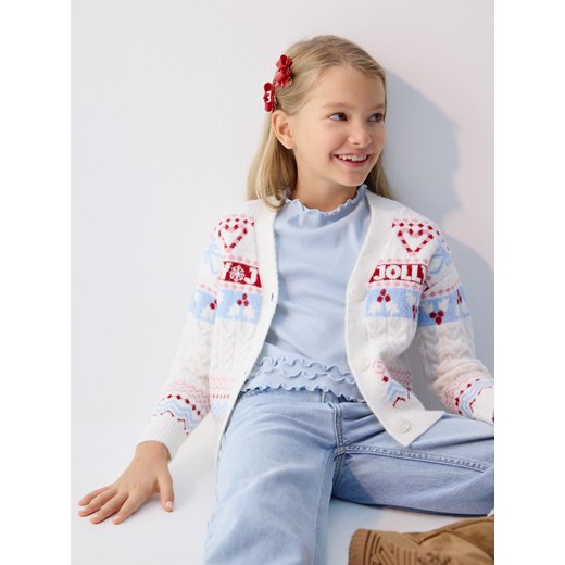 Reserved - Świąteczny kardigan - złamana biel Reserved 134 (8 lat) Reserved