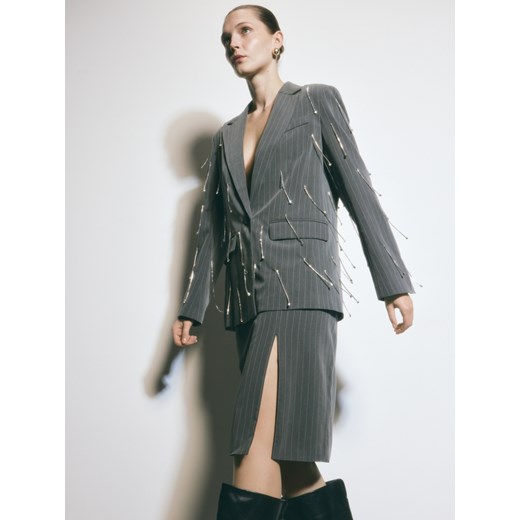 Reserved - Spódnica z rozcięciem - jasnoszary ze sklepu Reserved w kategorii Spódnice - zdjęcie 187292915