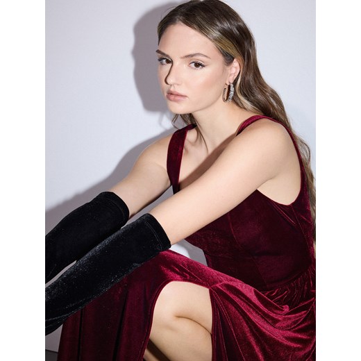 Mohito - Długie welurowe rękawiczki - czarny Mohito ONE SIZE Mohito