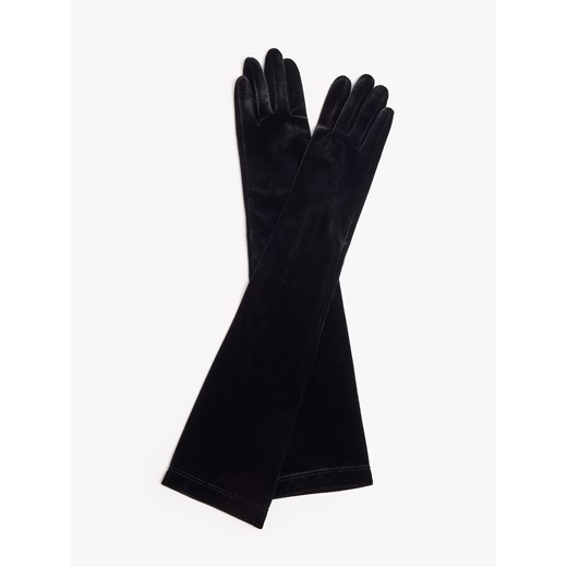 Mohito - Długie welurowe rękawiczki - czarny Mohito ONE SIZE Mohito