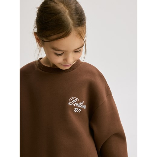 Reserved - Bluza z haftem - ciemnobrązowy ze sklepu Reserved w kategorii Bluzy dziewczęce - zdjęcie 187294228