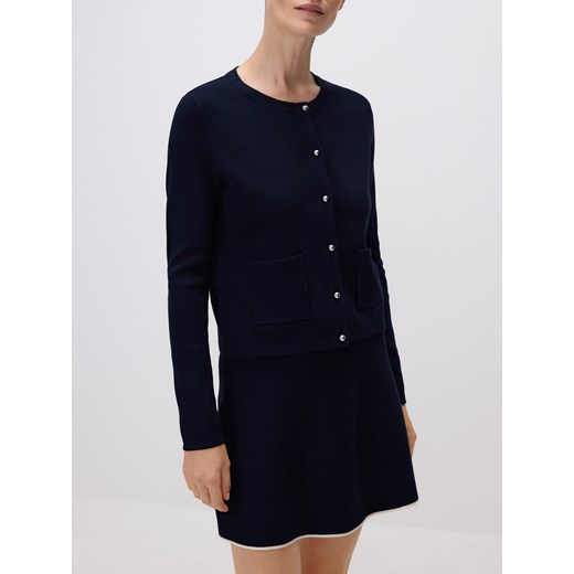 Reserved - Kardigan z wiskozą - granatowy ze sklepu Reserved w kategorii Swetry damskie - zdjęcie 187294596