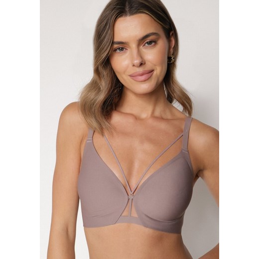 Ciemnobeżowy Biustonosz z Ozdobnymi Paskami Zetessa - id: 401904 - marki born2be - 187294799 Ciemnobeżowy Biustonosz z Ozdobnymi Paskami Zetessa ze sklepu born2be.pl w kategorii Biustonosze - zdjęcie 187294799