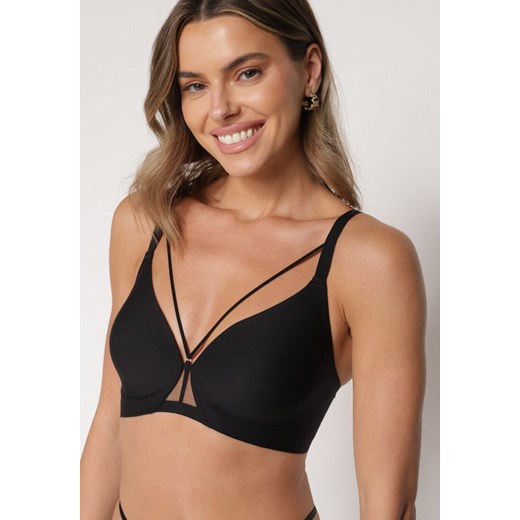 Czarny Biustonosz z Ozdobnymi Paskami Zetessa - id: 401905 - marki born2be - 187294817 Czarny Biustonosz z Ozdobnymi Paskami Zetessa ze sklepu born2be.pl w kategorii Biustonosze - zdjęcie 187294817