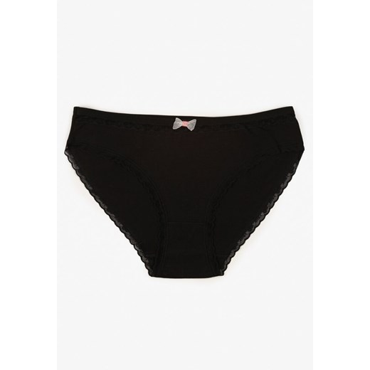 Czarne Bawełniane Majtki Typu Figi z Koronką i Kokardą Zeteria - id: 401891 - marki born2be - 187294825 Czarne Bawełniane Majtki Typu Figi z Koronką i Kokardą Zeteria ze sklepu born2be.pl w kategorii Majtki damskie - zdjęcie 187294825