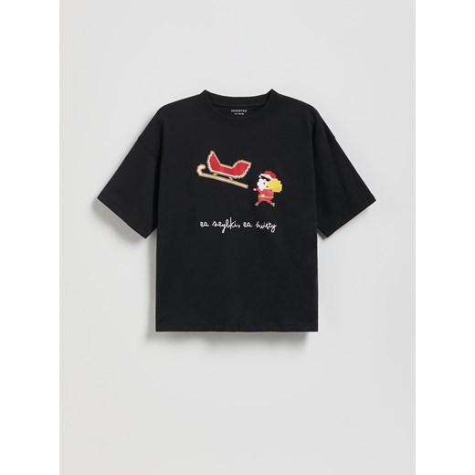 Reserved - Świąteczny t-shirt - ciemnoszary ze sklepu Reserved w kategorii T-shirty chłopięce - zdjęcie 187295586