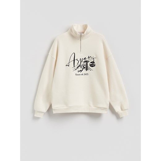 Reserved - Bluza z nadrukiem - kremowy ze sklepu Reserved w kategorii Bluzy damskie - zdjęcie 187295608