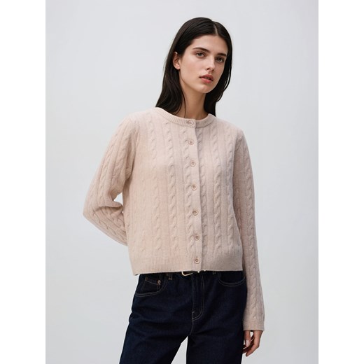 Reserved - Wełniany kardigan - beżowy ze sklepu Reserved w kategorii Swetry damskie - zdjęcie 187295618