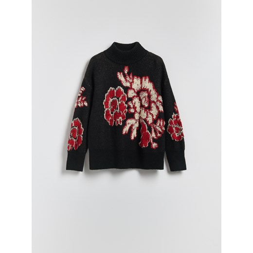 Reserved - Wzorzysty sweter z wełną - czarny ze sklepu Reserved w kategorii Swetry damskie - zdjęcie 187295987