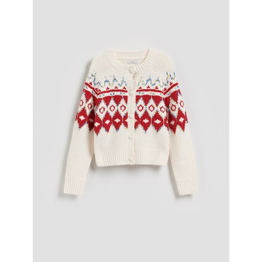 Reserved - Wzorzysty kardigan - czerwony ze sklepu Reserved w kategorii Swetry damskie - zdjęcie 187296086