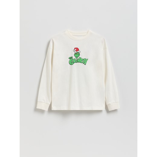 Reserved - Longsleeve Grinch - złamana biel ze sklepu Reserved w kategorii Bluzki dziewczęce - zdjęcie 187296136