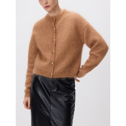 Reserved - Kardigan z moherem - brązowy ze sklepu Reserved w kategorii Swetry damskie - zdjęcie 187296437