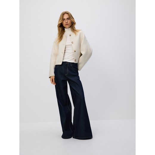 Reserved - Kurtka handmade z wełną - kremowy ze sklepu Reserved w kategorii Kurtki damskie - zdjęcie 187296708