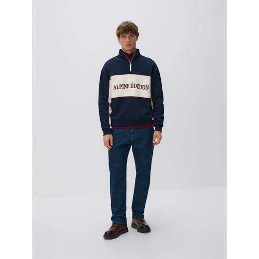 Reserved - Bawełniana bluza ze stójką - granatowy ze sklepu Reserved w kategorii Bluzy męskie - zdjęcie 187296736