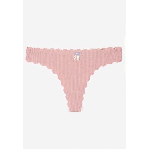 Ciemnoróżowe Bawełniane Majtki Stringi z Prążkowanej Tkaniny Eziane - id: 402008 - marki born2be - 187296818 Ciemnoróżowe Bawełniane Majtki Stringi z Prążkowanej Tkaniny Eziane ze sklepu born2be.pl w kategorii Majtki damskie - zdjęcie 187296818