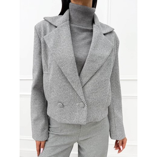 Szary Krótki Płaszczyk ze sklepu ModnaKiecka.pl w kategorii Płaszcze damskie - zdjęcie 187297456