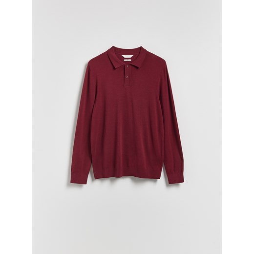 Reserved - Wiskozowy sweter polo - bordowy Reserved XL Reserved