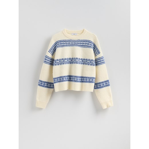 Reserved - Sweter we wzory - niebieski Reserved L Reserved