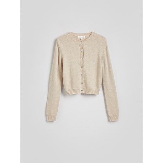 Reserved - Kardigan z domieszką kaszmiru - beżowy Reserved M okazyjna cena Reserved