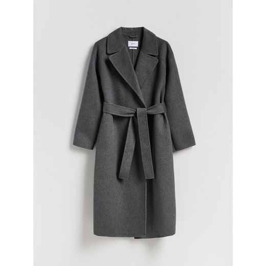 Reserved - Płaszcz handmade z wełną - ciemnoszary ze sklepu Reserved w kategorii Płaszcze damskie - zdjęcie 187298259