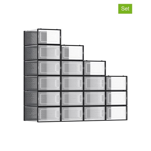 Songmics Pudełka (18 szt.) w kolorze czarnym na buty - 23 x 14,3 x 33,5 cm ze sklepu Limango Polska w kategorii Szafy - zdjęcie 187298858