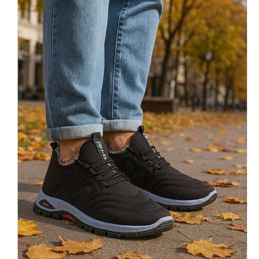 Czarne ocieplane buty sportowe męskie /J3-3 16928 T386/ ze sklepu Pantofelek24.pl w kategorii Buty sportowe męskie - zdjęcie 187299358