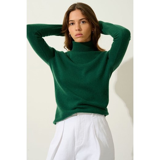 AUTHENTIC CASHMERE Kaszmirowy golf &quot;Bise&quot; w kolorze ciemnozielonym M promocja Limango Polska