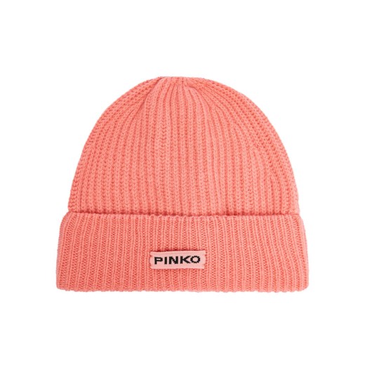 Czapka Pinko Lambkin Cuffia AI 24-25 BLK01 104489 A1CH Koralowy ze sklepu eobuwie.pl w kategorii Czapki zimowe damskie - zdjęcie 187300169