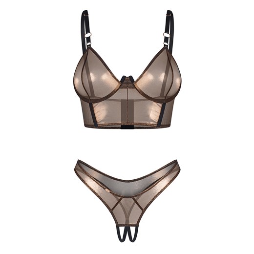 Komplet top + stringi Obsessive Soranna top & crotchless thong black ze sklepu kontri.pl w kategorii Komplety bielizny damskiej - zdjęcie 187300787