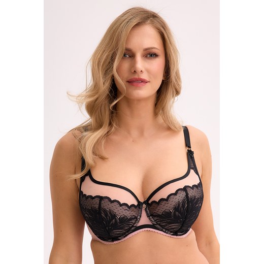 Biustonosz półusztywniany Gaia 1308 Amara czarno-różowy ze sklepu kontri.pl w kategorii Biustonosze - zdjęcie 187300898