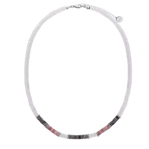 Srebrny naszyjnik damski z kamieniem księżycowym, larvikitem i rodonitem, stal szlachetna - id: 14069 - marki Manoki - 187301016 Srebrny naszyjnik damski z kamieniem księżycowym, larvikitem i rodonitem, stal szlachetna ze sklepu manoki.pl w kategorii Naszyjniki - zdjęcie 187301016