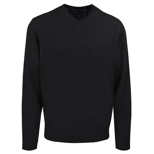 Męski, Bawełniany Sweter w Serek (V-neck) - Adriano Guinari - Czarny SWADGaw25BLACKv ze sklepu JegoSzafa.pl w kategorii Swetry męskie - zdjęcie 187301059