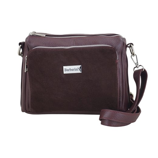 Codzienna torebka ze skóry naturalnej z zamszem - Bordowa - id: 3278 - marki Barberini's - 187301188 Codzienna torebka ze skóry naturalnej z zamszem - Bordowa ze sklepu Barberinis w kategorii Listonoszki - zdjęcie 187301188