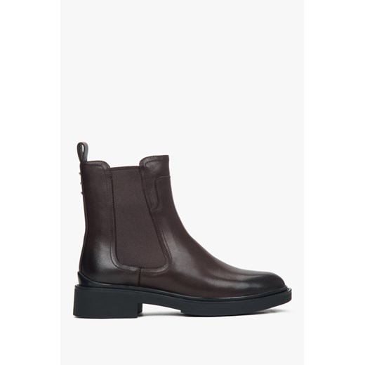 Estro: Klasyczne ciemnobrązowe sztyblety damskie z lekkim ociepleniem ze sklepu Estro w kategorii Botki - zdjęcie 187301448
