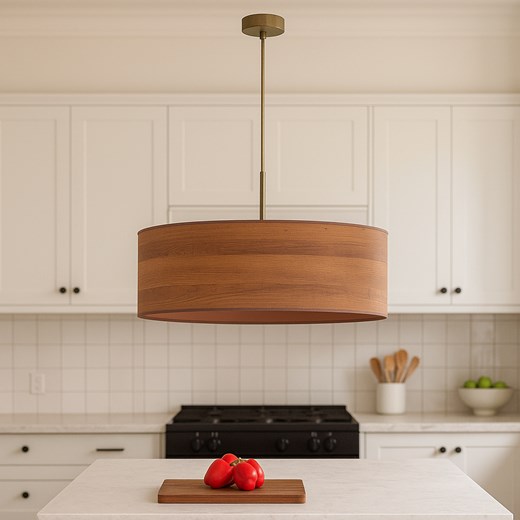 Nowoczesny żyrandol wiszący do kuchni z abażurem SINTRA ECO fi - 50 cm - kolor kasztanowy ze sklepu Lysne w kategorii Lampy wiszące - zdjęcie 187301605