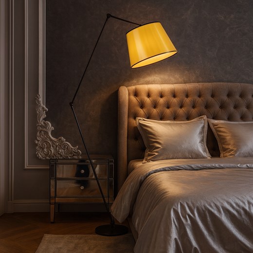 Lampa stojąca z regulowanym ramieniem w stylu glamour MANILA MIRROR czarno-złota - id: 6597 - marki Ciekot Partners Sp. Z O. O. - 187301609 Lampa stojąca z regulowanym ramieniem w stylu glamour MANILA MIRROR czarno-złota ze sklepu Lysne w kategorii Lampy podłogowe - zdjęcie 187301609