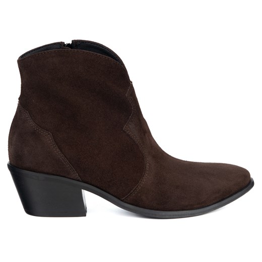 Olivier Monroe – damskie botki kowbojki skórzane brązowe zamszowe ze sklepu butyolivier w kategorii Botki - zdjęcie 187301775