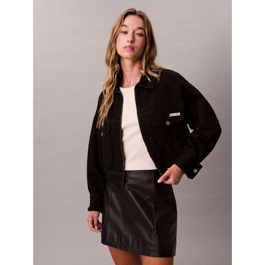 Calvin Klein Jeans Damska kurtka dżinsowa Kobiety Bawełna czarny jednolity ze sklepu vangraaf w kategorii Kurtki damskie - zdjęcie 187303616